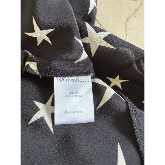 REALISATION PAR Goldie StarStruck Mini Dress XS Black Silk Ruffle Party - Picture 6 of 16